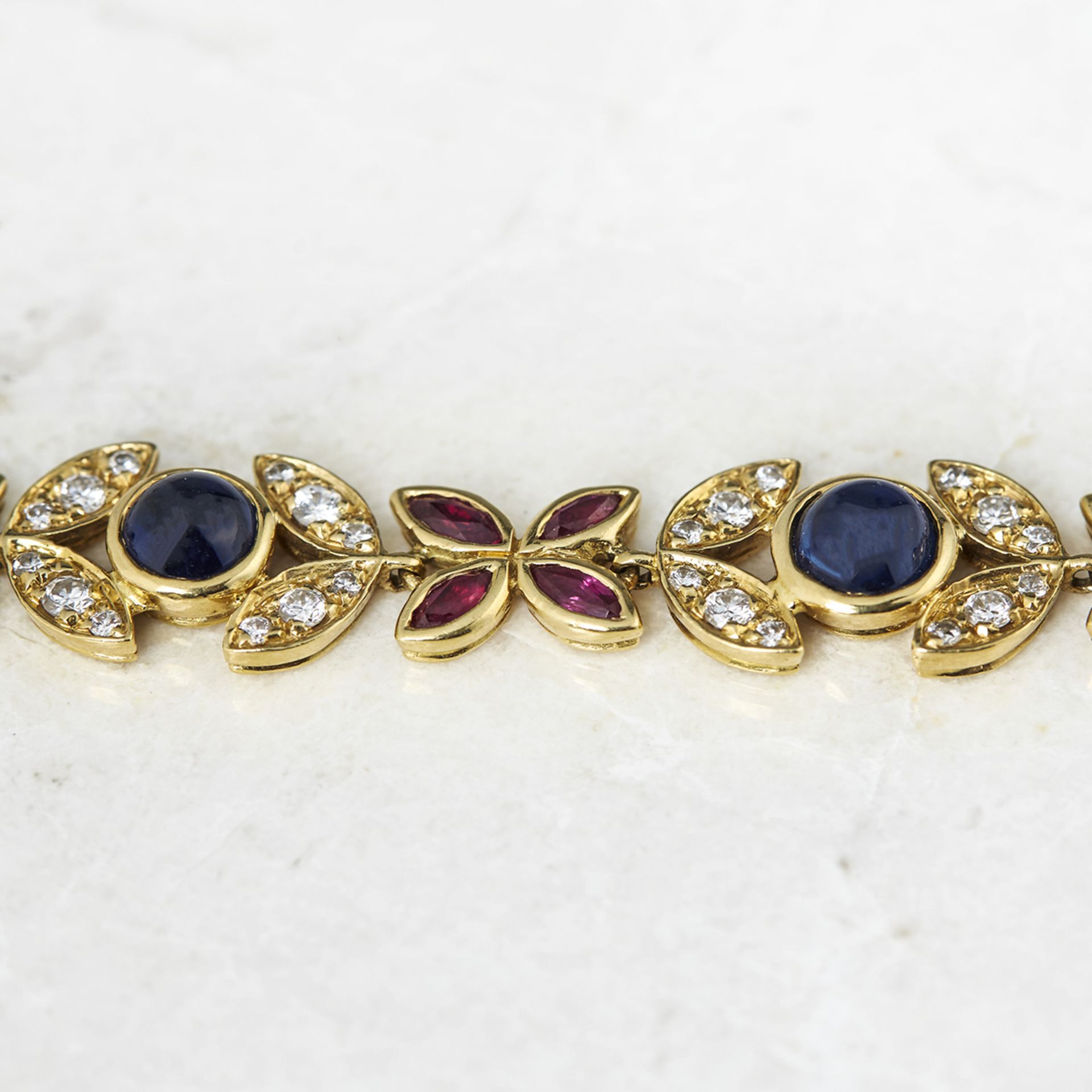 Fasoli 18k Yellow Gold 5.25ct Sapphire, 2.80ct Ruby & 1.40ct Diamond Bracelet - Image 7 of 8