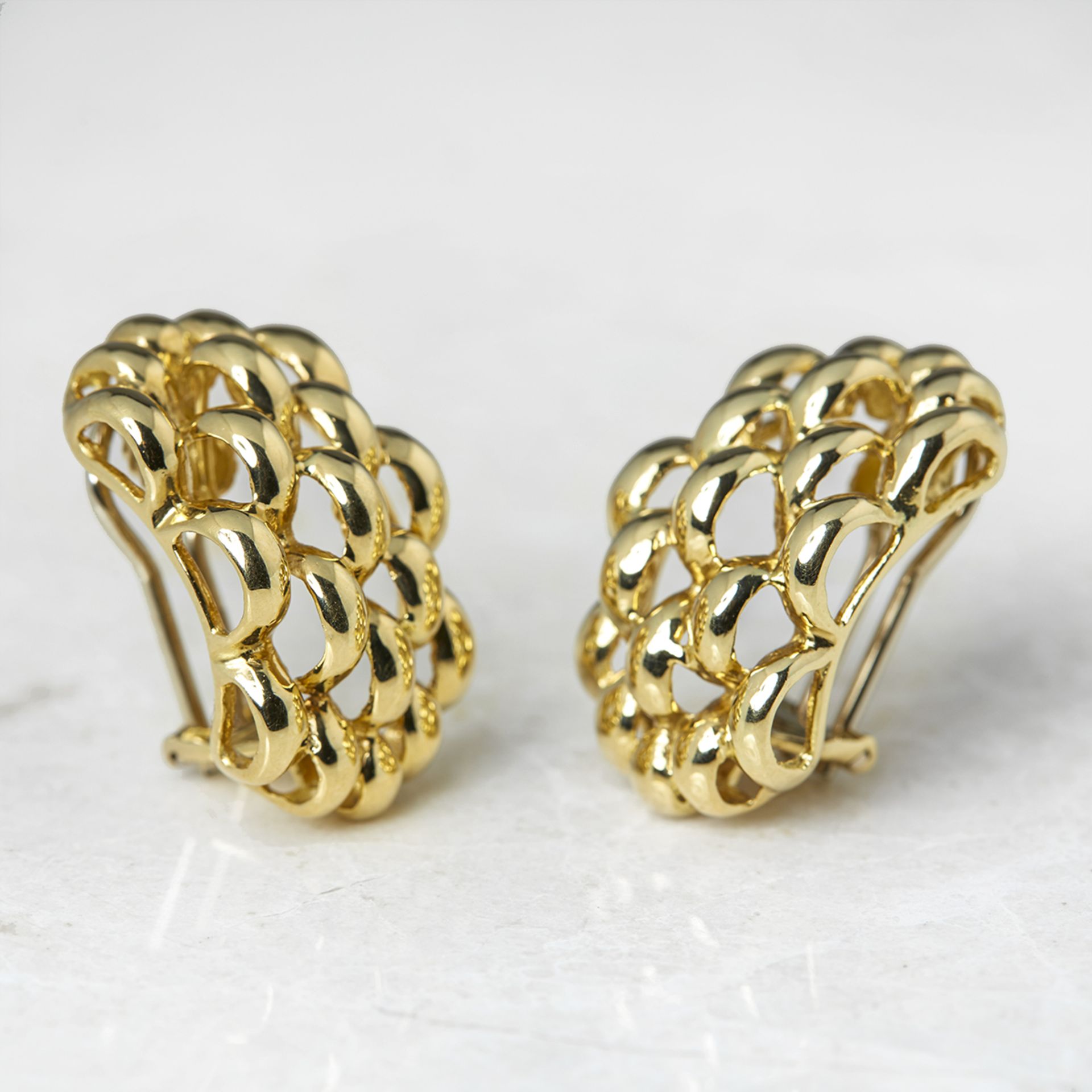 David Morris 18k Yellow Gold Honeycomb Clip Earrings