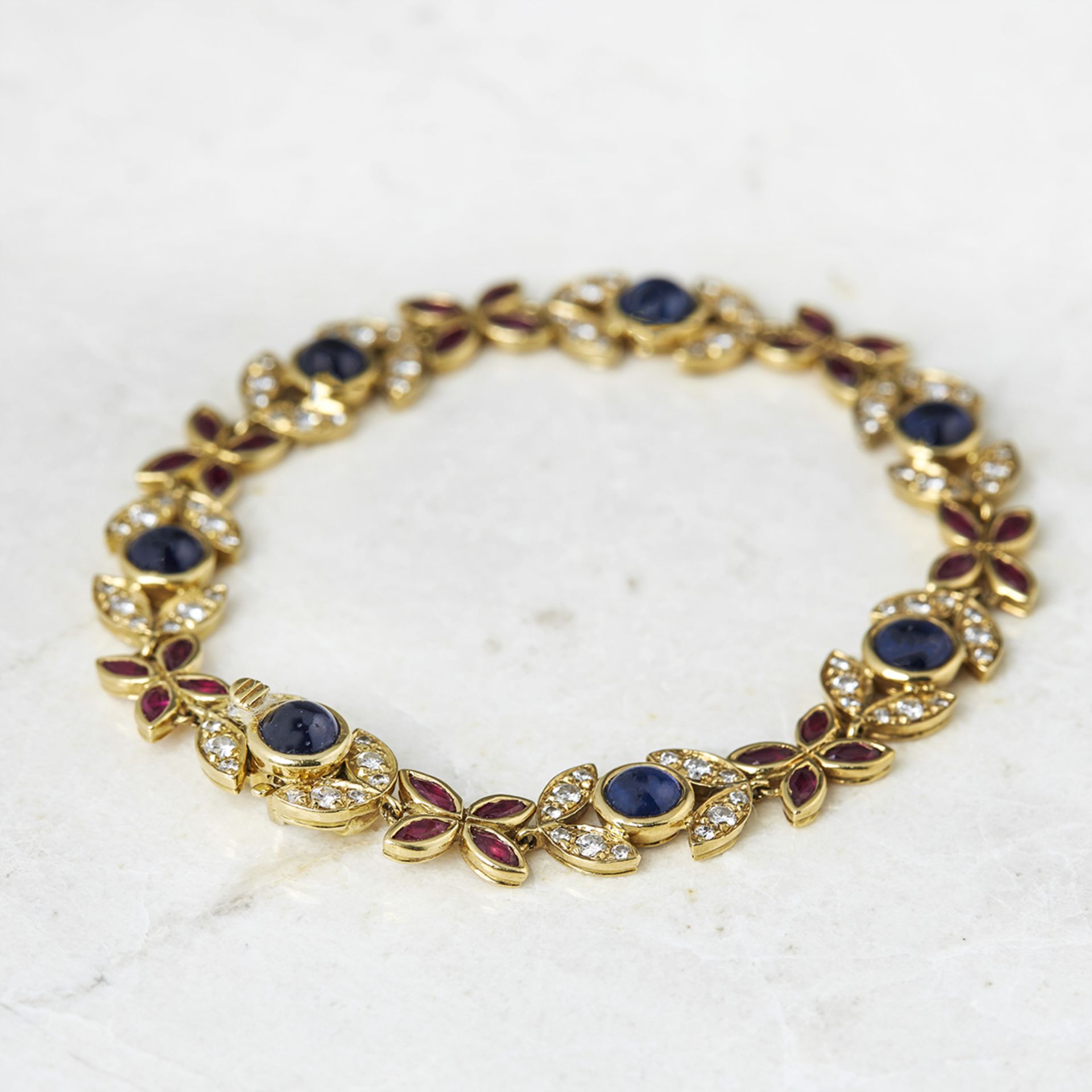 Fasoli 18k Yellow Gold 5.25ct Sapphire, 2.80ct Ruby & 1.40ct Diamond Bracelet - Image 2 of 8