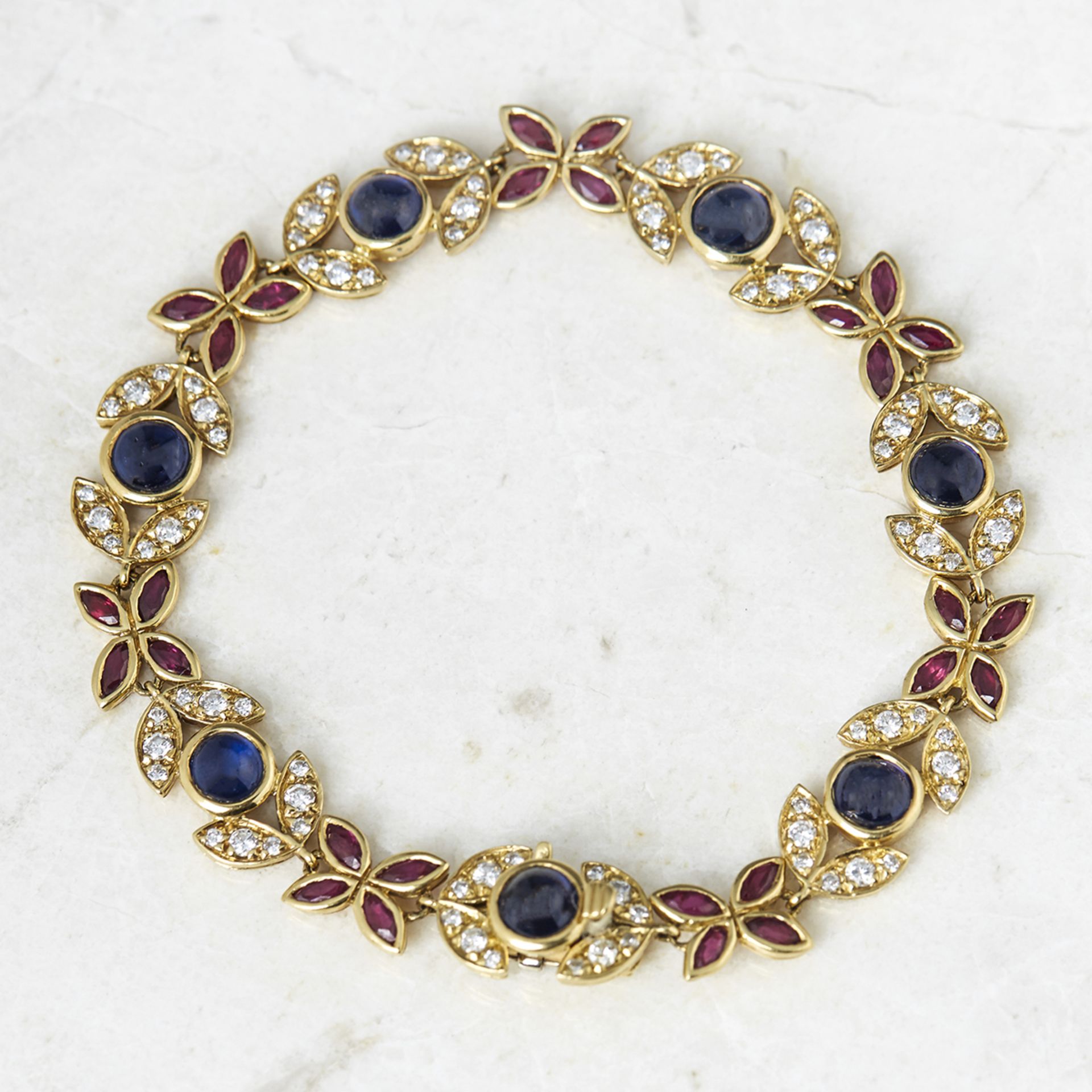 Fasoli 18k Yellow Gold 5.25ct Sapphire, 2.80ct Ruby & 1.40ct Diamond Bracelet - Image 8 of 8