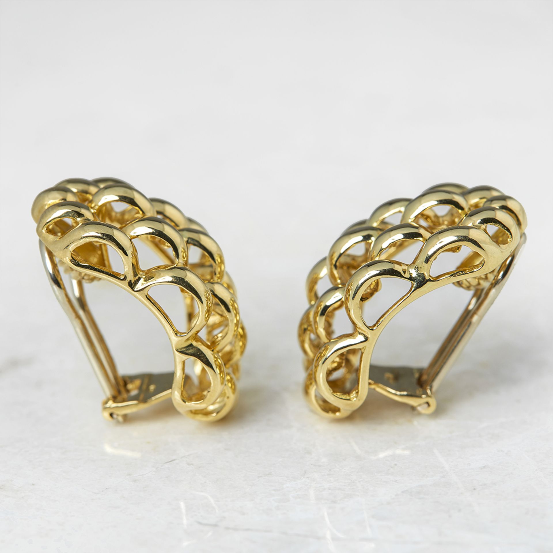 David Morris 18k Yellow Gold Honeycomb Clip Earrings - Image 2 of 5