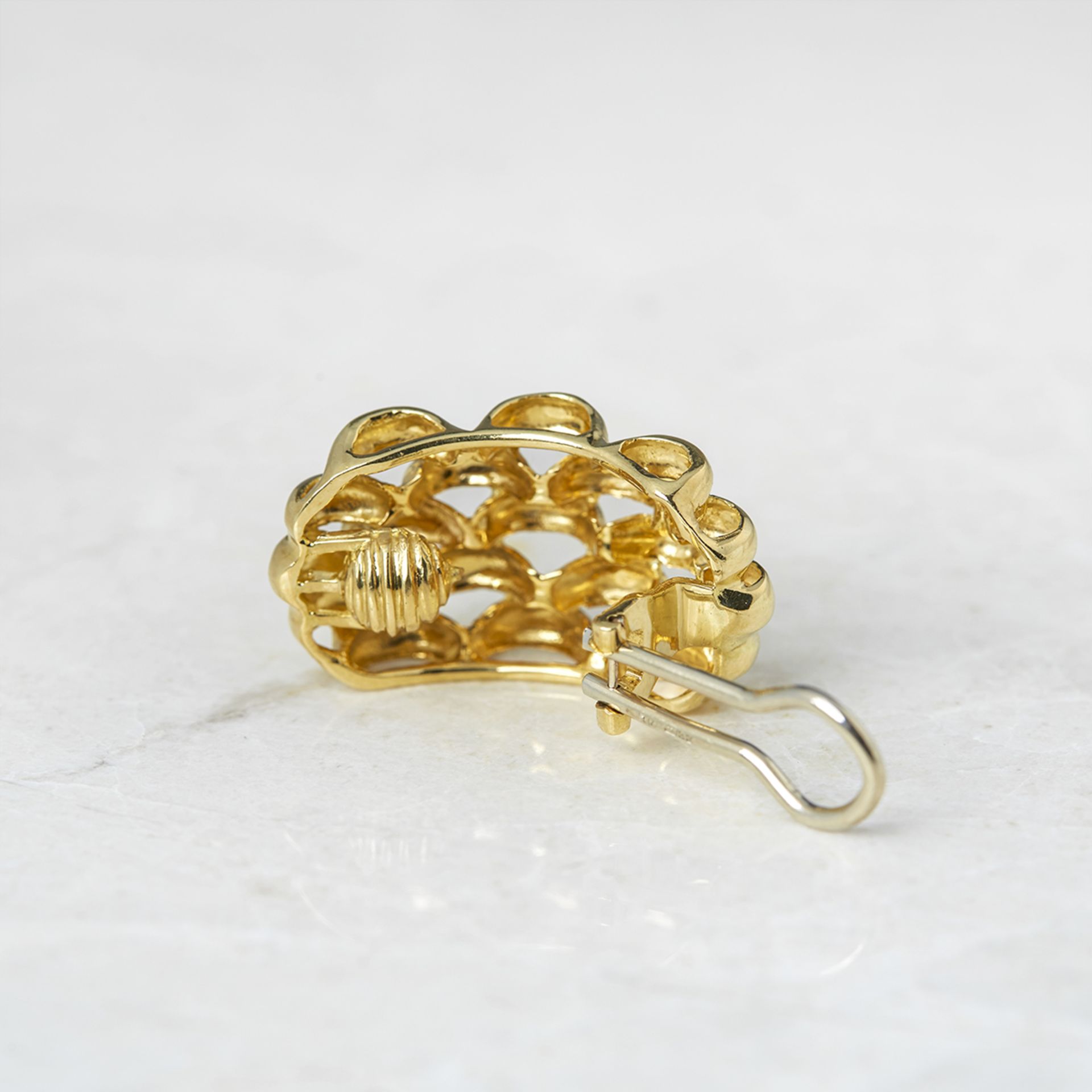 David Morris 18k Yellow Gold Honeycomb Clip Earrings - Image 4 of 5