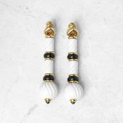 Bulgari 18k Yellow Gold & Porcelain Green Tourmaline Chandra Earrings