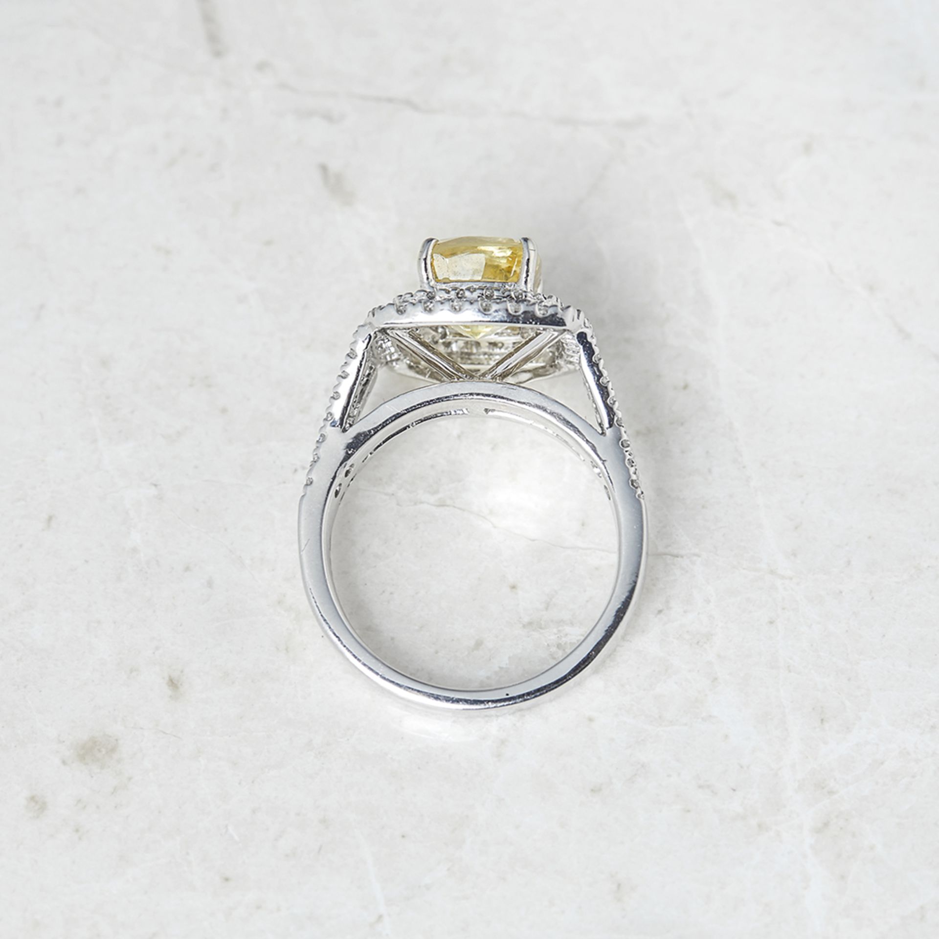 Unbranded Platinum Cushion Cut 3.56ct Yellow Sapphire & 0.85ct Diamond Ring - Image 5 of 8