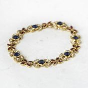 Fasoli 18k Yellow Gold 5.25ct Sapphire, 2.80ct Ruby & 1.40ct Diamond Bracelet
