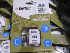 10pcs Factory Sealed Emtec 32Gb Micro SD Card with adapter -