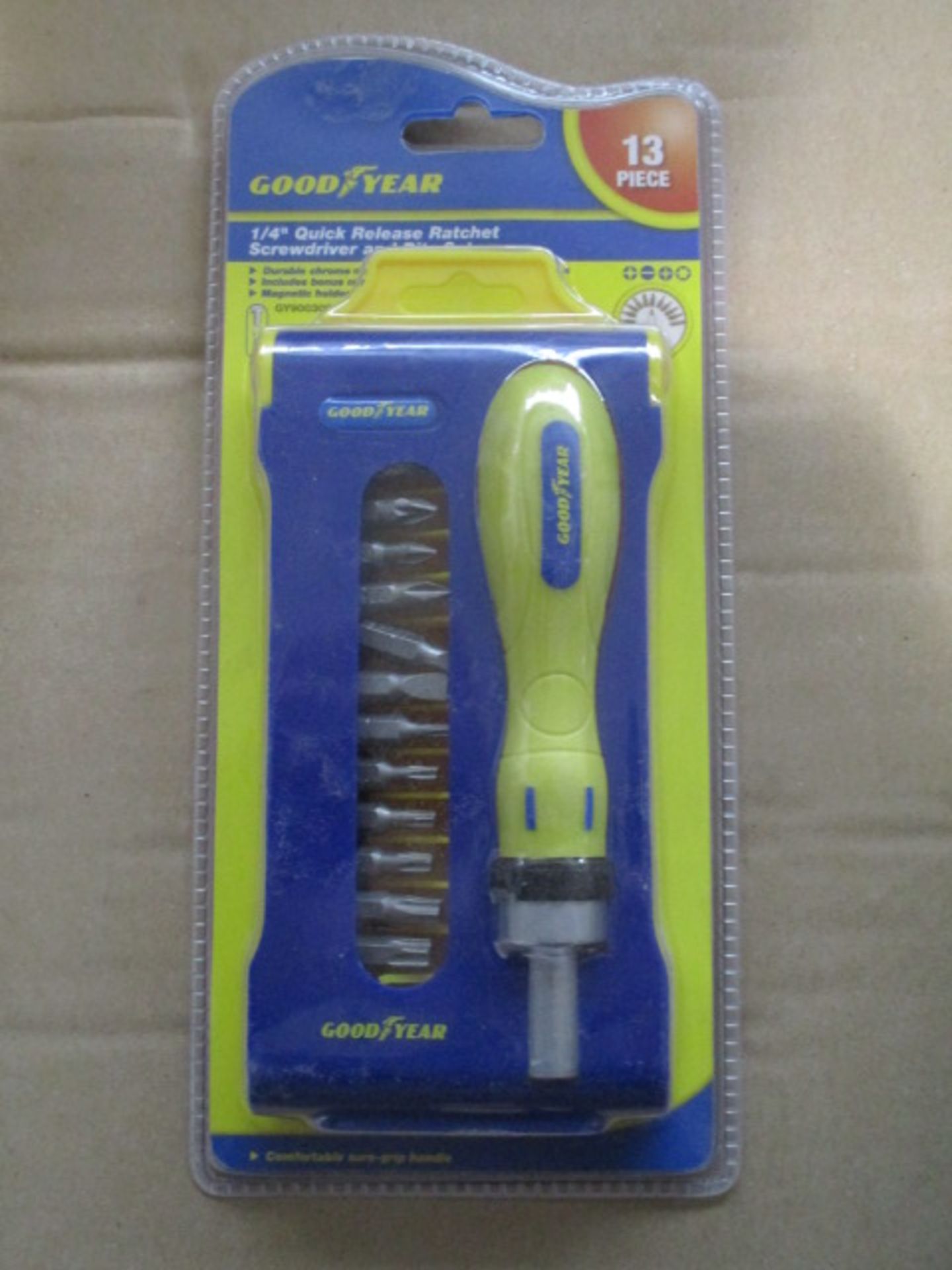 6pcs Goodyear 13pc ratchet screwdriver set in case