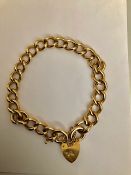 Solid 9ct Gold Curb Link Bracelet With Padlock