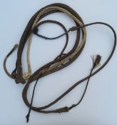 No Reserve: 4 Plaited Leather & Nylon Hunting Whip Thongs.