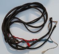 No Reserve: 4 Plaited Leather Hunting Whip Thongs.
