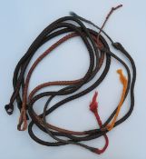 No Reserve: 4 Plaited Leather Hunting Whip Thongs.