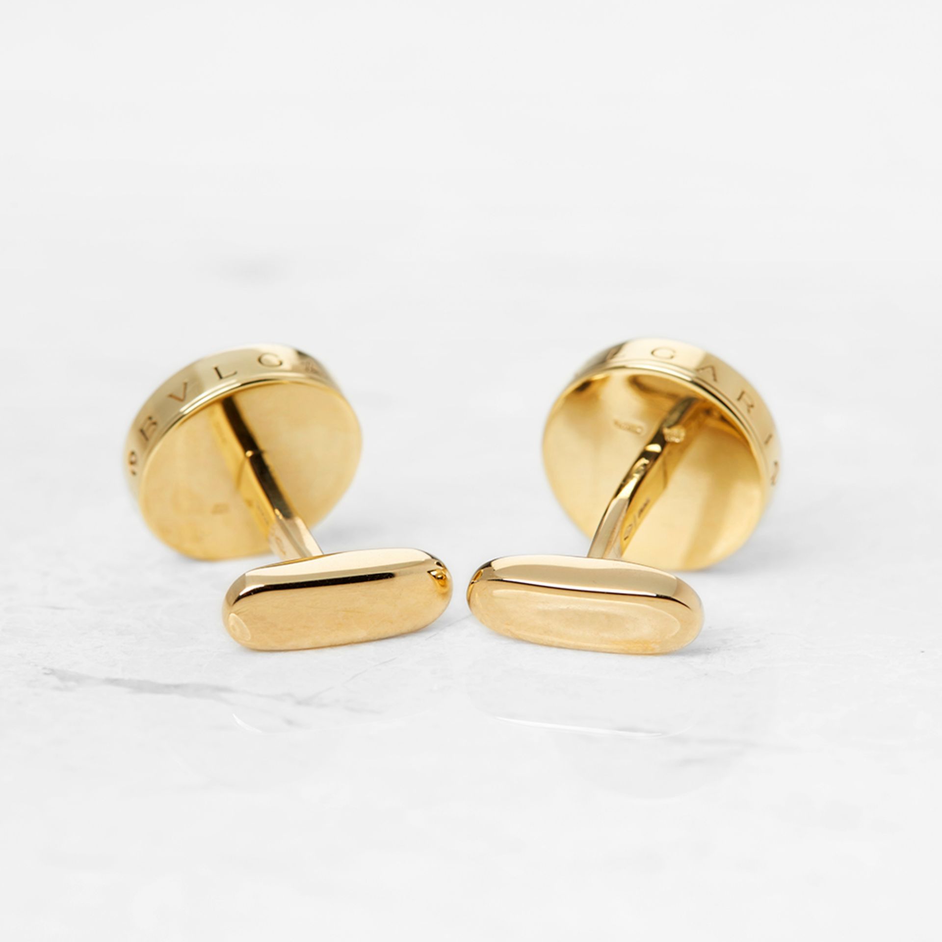 Bulgari 18k Yellow Gold Mother of Pearl Cufflinks - Image 5 of 6