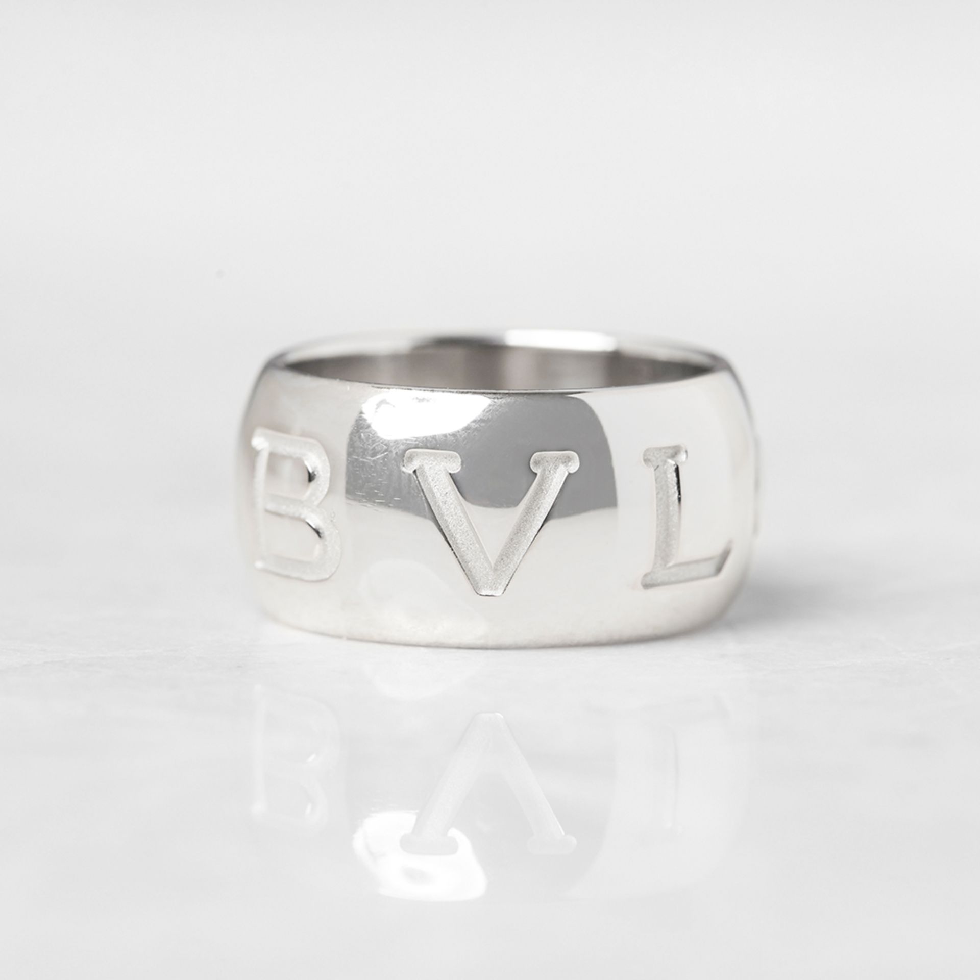 Bulgari 18k White Gold Monologo Ring - Image 2 of 7