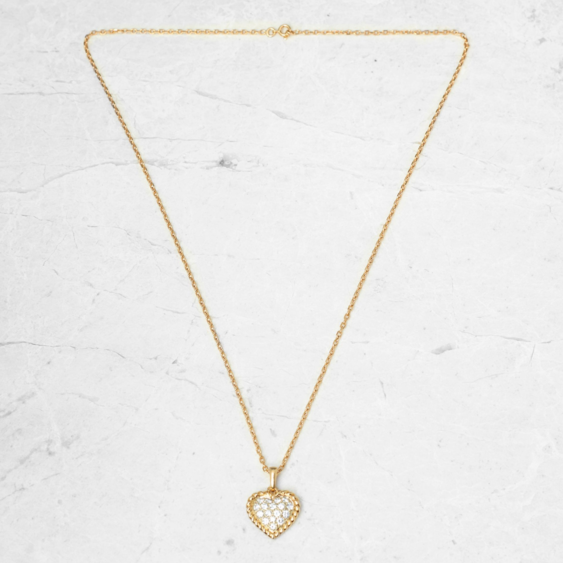 Van Cleef & Arpels 18k Yellow Gold 0.75ct Diamond Heart Necklace - Image 6 of 8