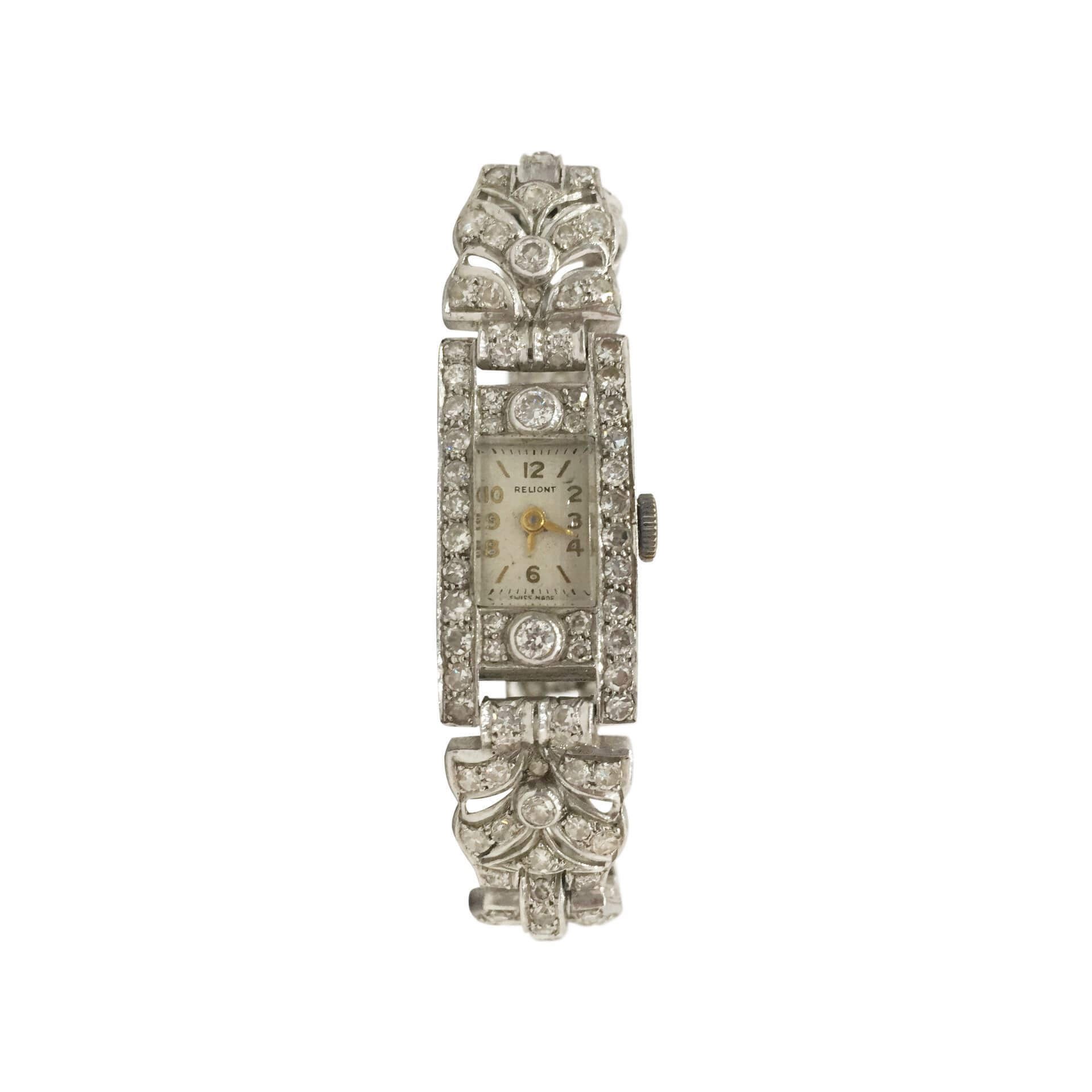 Vintage Art Deco Ladies Diamond And Platinum Cocktail Watch