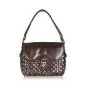 Gucci Vintage Brown Woven Leather Handbag Rare