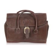 Gucci Vintage Brown Leather Travel Bag Weekender