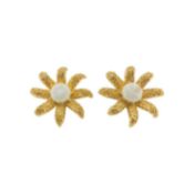Chanel Faux Pearl Gold-Plated Flower Earrings - 1994