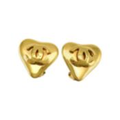 Chanel Gold-Plated Heart-Shaped Logo Earrings - 1993