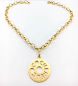 Chanel Chunky Gold-Tone 'Coco Chanel' Disk Pendant Chain Necklace - 1970's
