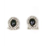 1980s Chanel Green Gripoix and Rhinestone Earrings