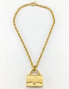 1994 Chanel Gold, Plated 2.55 Quilted Handbag Pendant Necklace