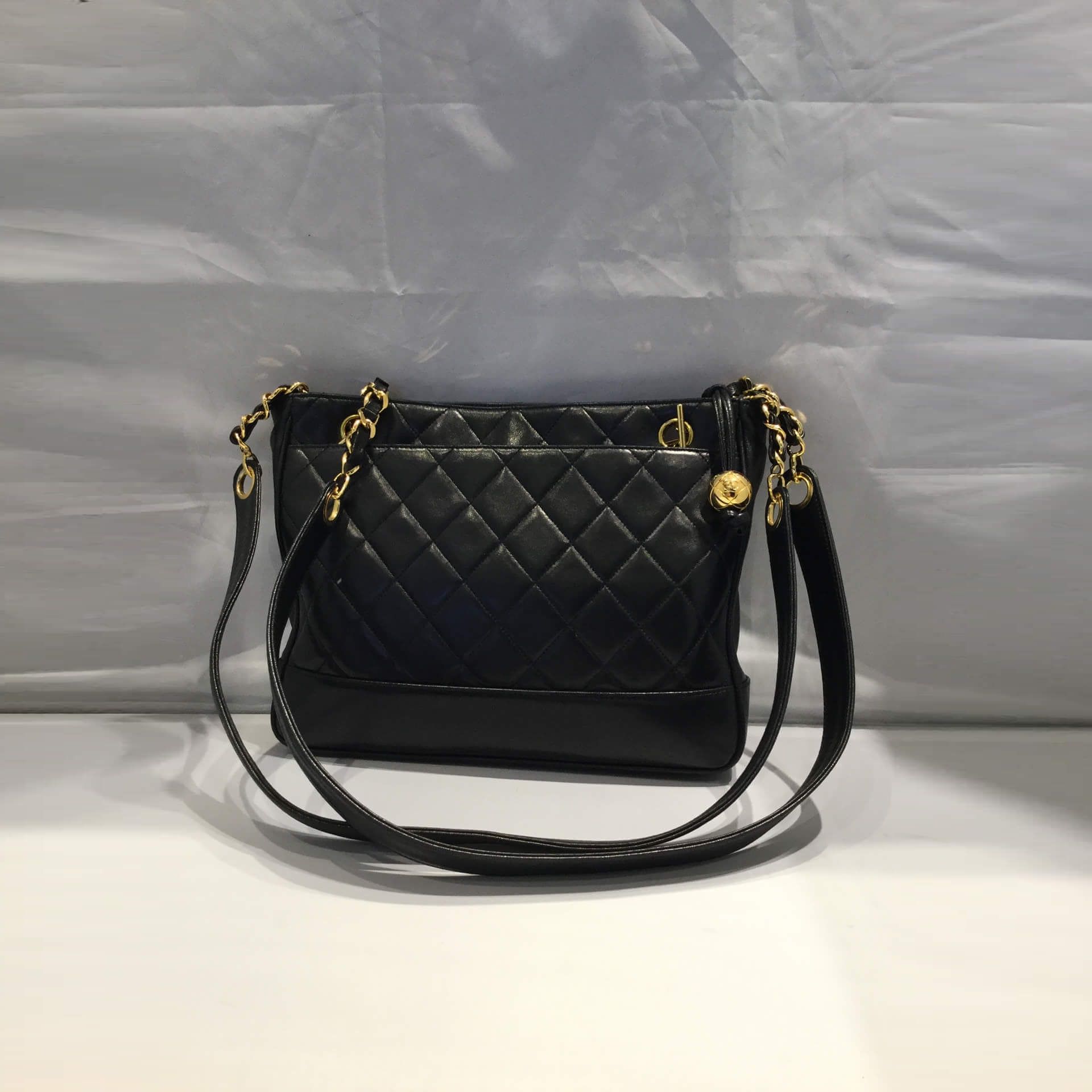 Chanel Double Strap Lambs Leather Black Vintage Shoulder Bag - Image 2 of 5