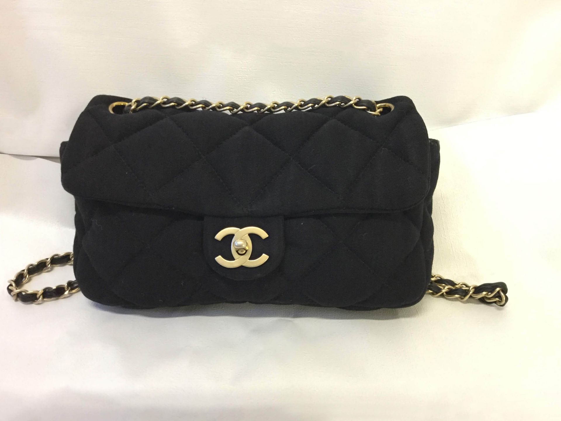 Chanel 2.55 Jersey Black Vintage Shoulder Bag - Image 2 of 5
