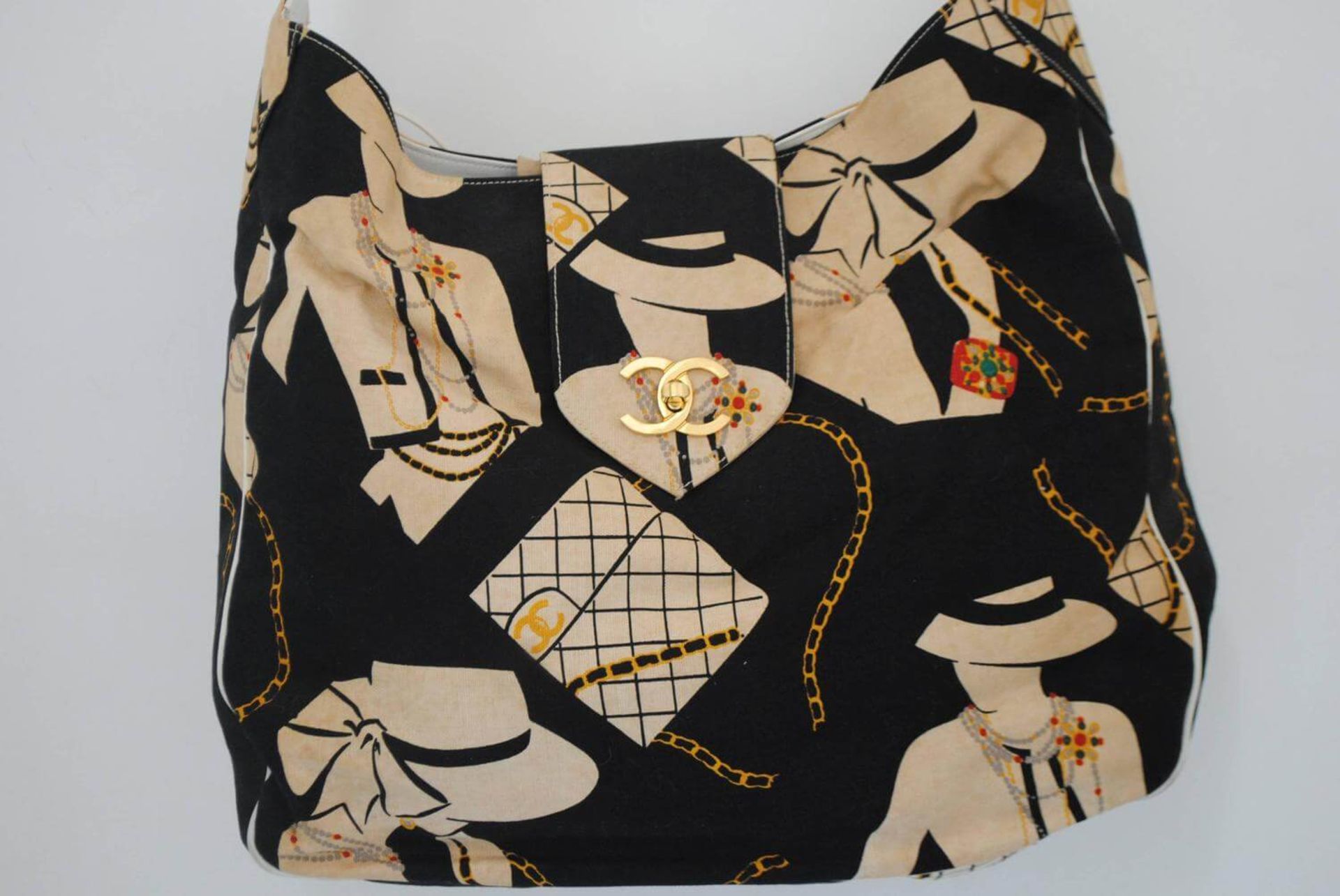 1989-1990 Chanel Canvas And Leather Extra Large "Coco" Shoulder Tote Bag - Image 3 of 9