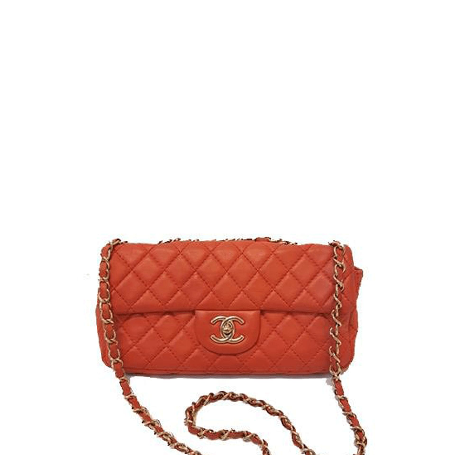 Chanel Classic Flap Bag In Red Leather With A Rectangular Shape