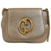 2000 Gucci "1973" Small Beije Leather Shoulder Bag