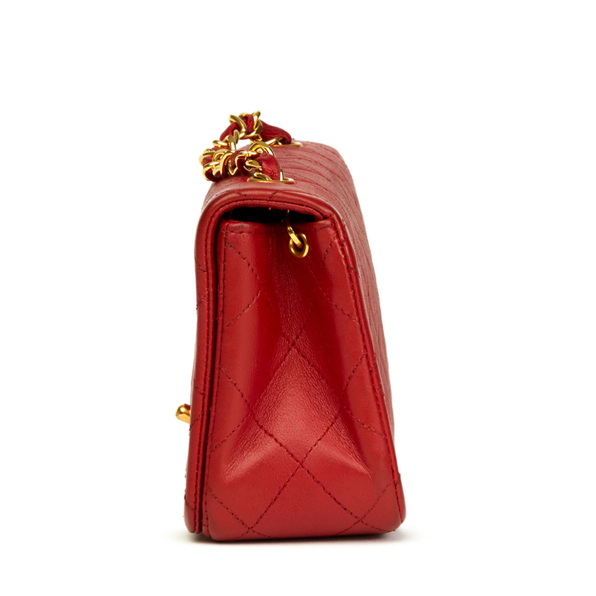 Chanel Red Quilted Lambskin Vintage Mini Flap Bag - Image 2 of 9