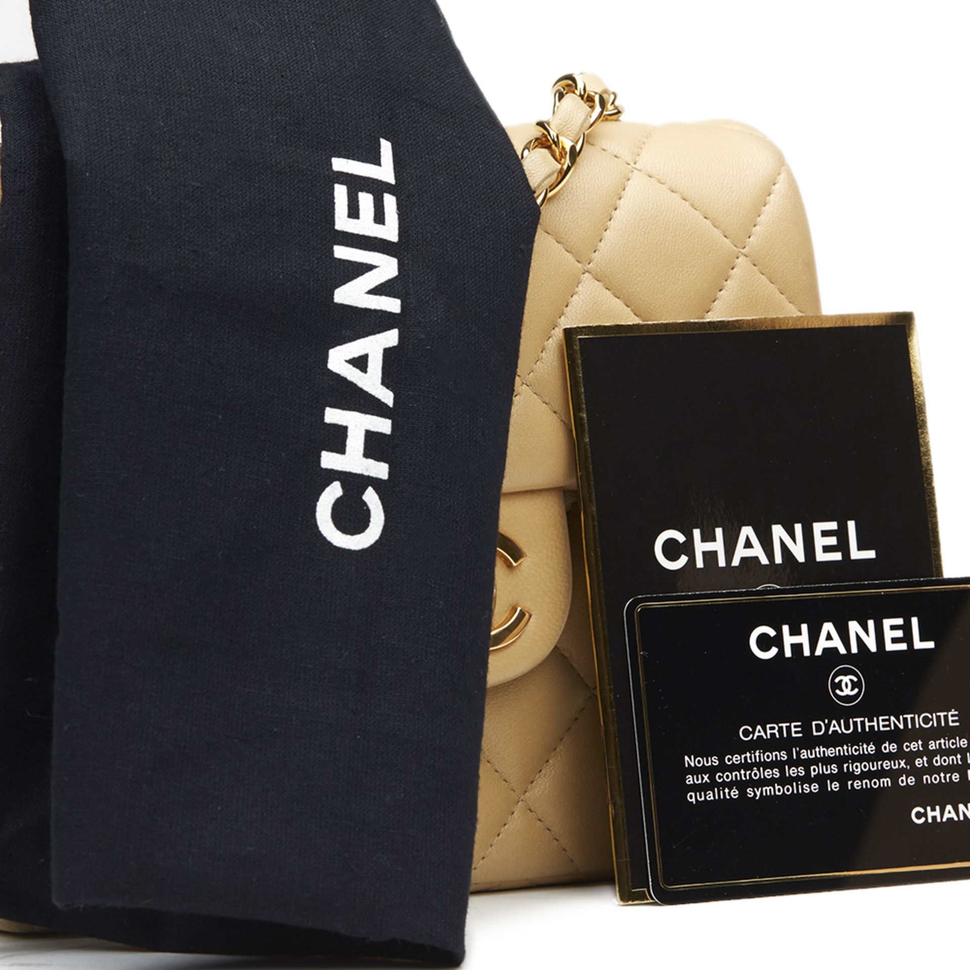 Chanel Beige Quilted Lambskin Vintage Mini Flap Bag - Bild 12 aus 13