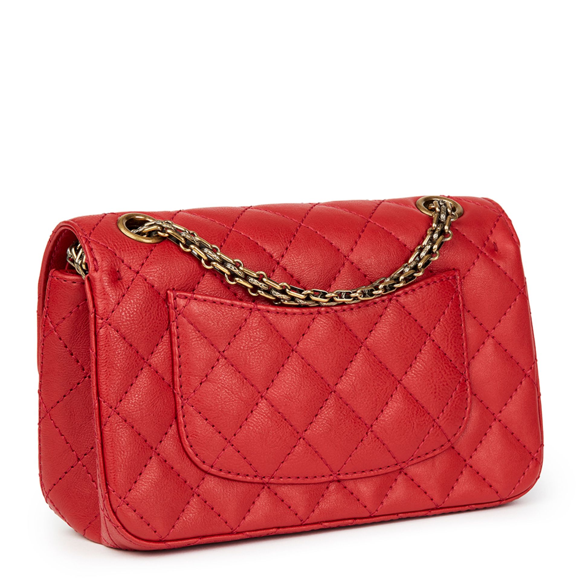 Chanel Red Quilted Calfskin Leather 2.55 Reissue 224 Double Flap Bag - Bild 4 aus 10