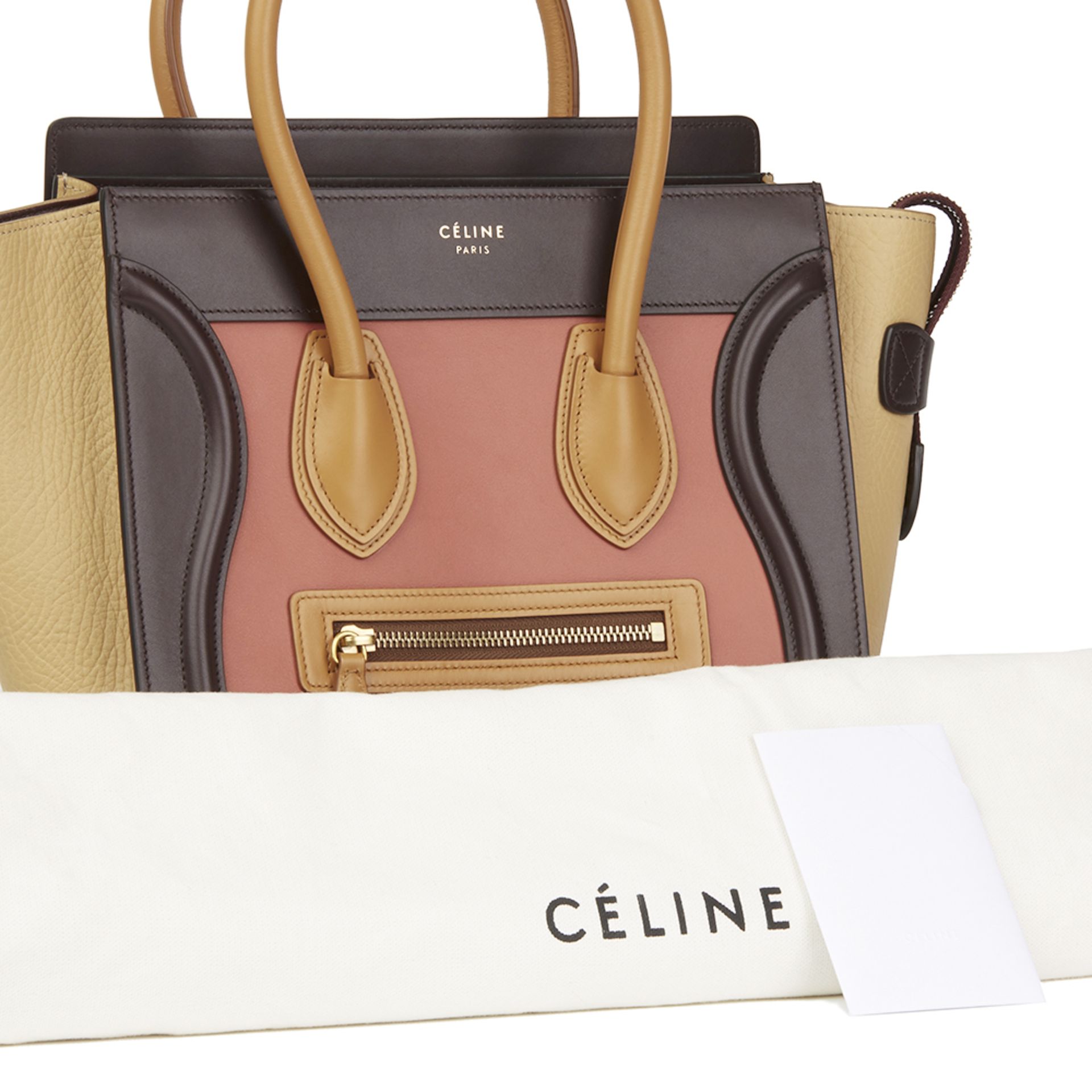Céline Terracotta Smooth & Elephant Calfskin Leather Micro Luggage Tote - Image 10 of 10