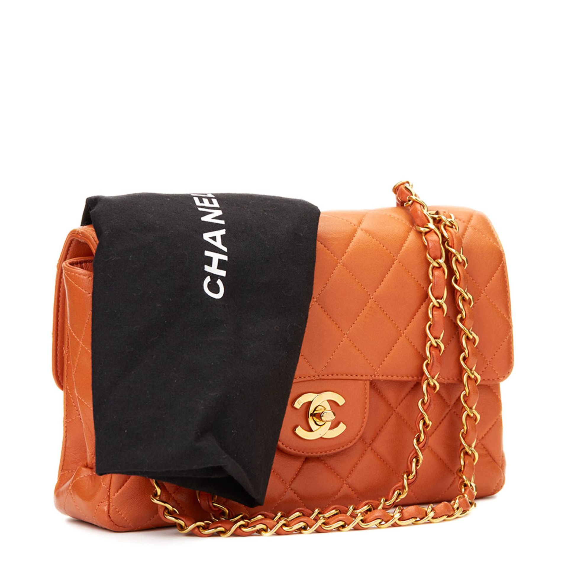 Chanel Burnt Orange Quilted Lambskin Small Double Sided Classic Flap Bag - Image 10 of 10