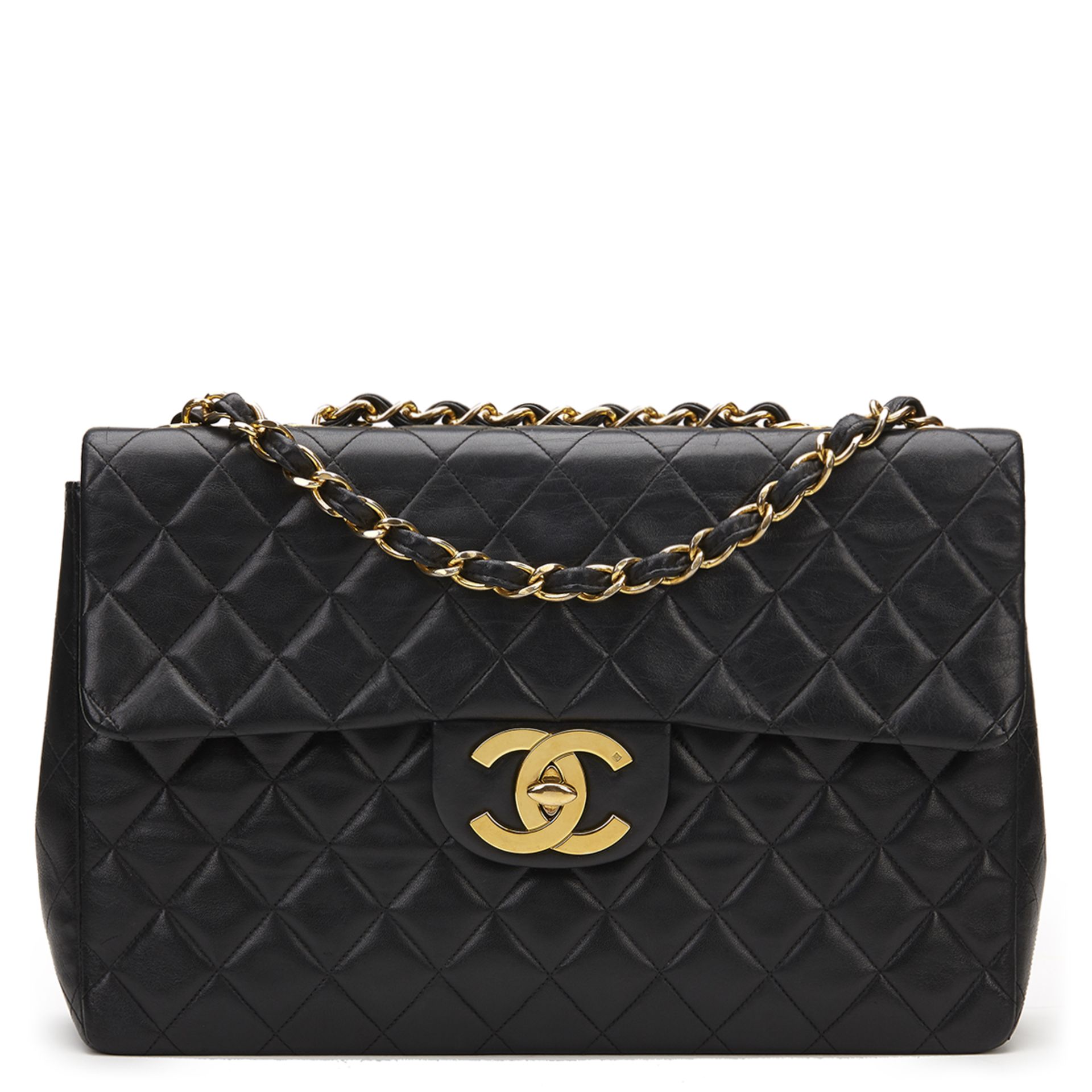 Chanel Black Quilted Lambskin Vintage Maxi Jumbo XL Flap Bag - Image 11 of 13