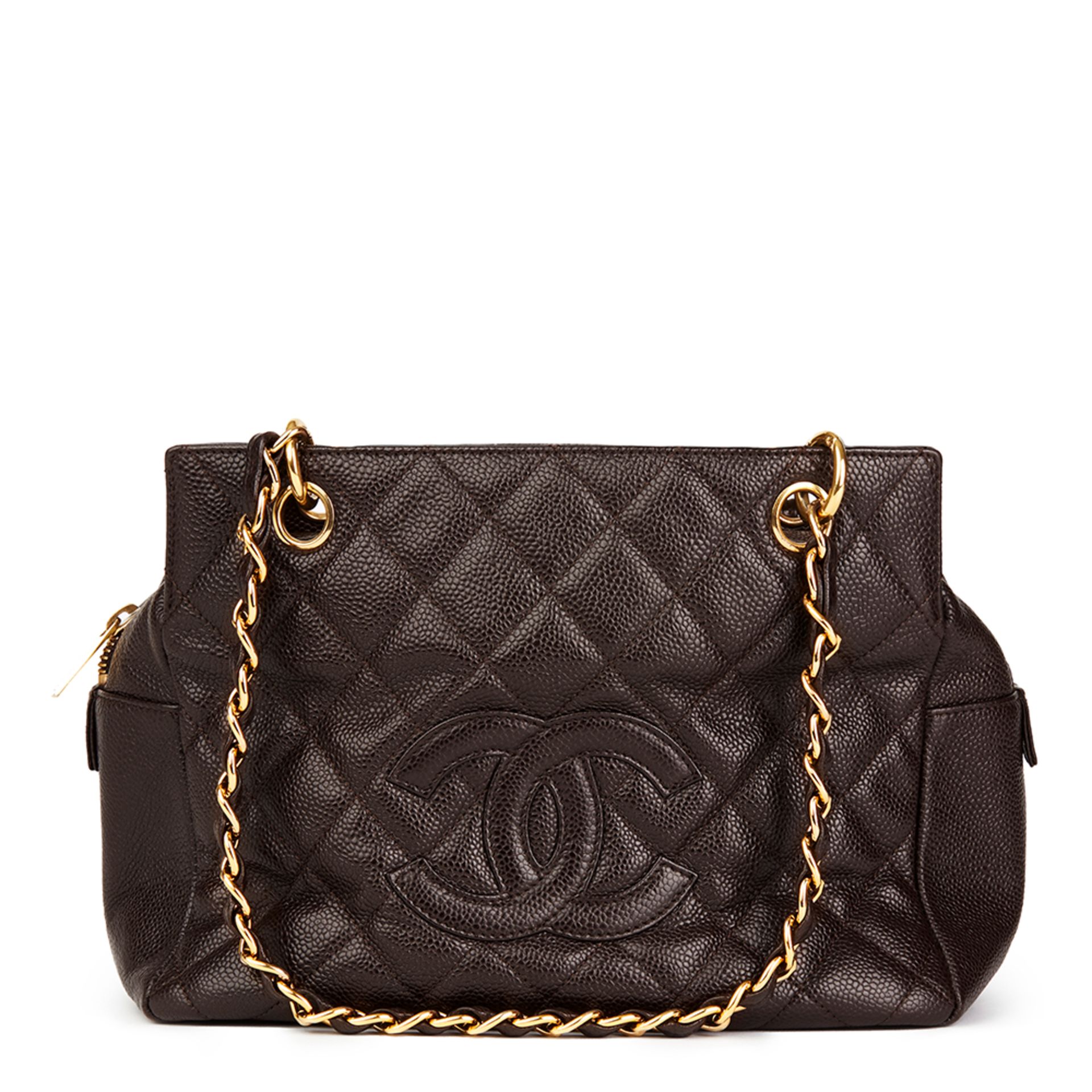 Chanel Chocolate Brown Quilted Caviar Leather Petite Timeless Tote PTT