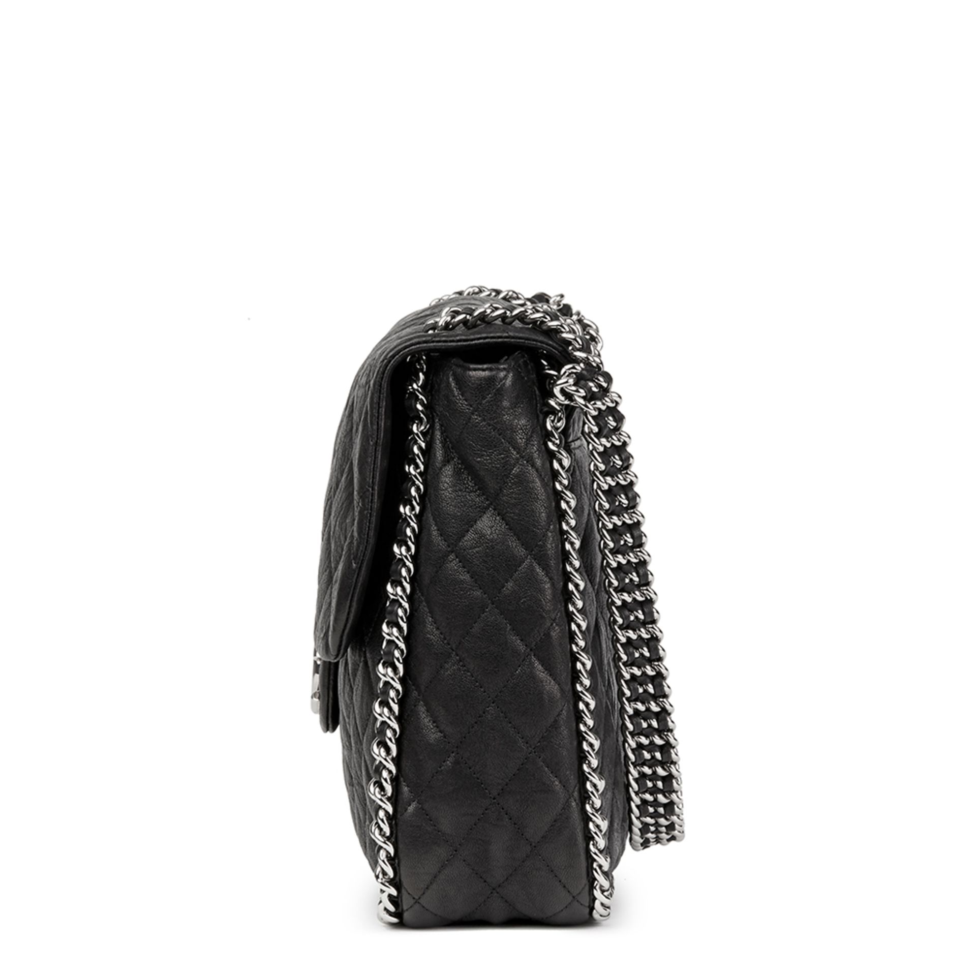 Chanel Black Quilted Calfskin Chain Around Maxi Flap Bag - Image 2 of 10