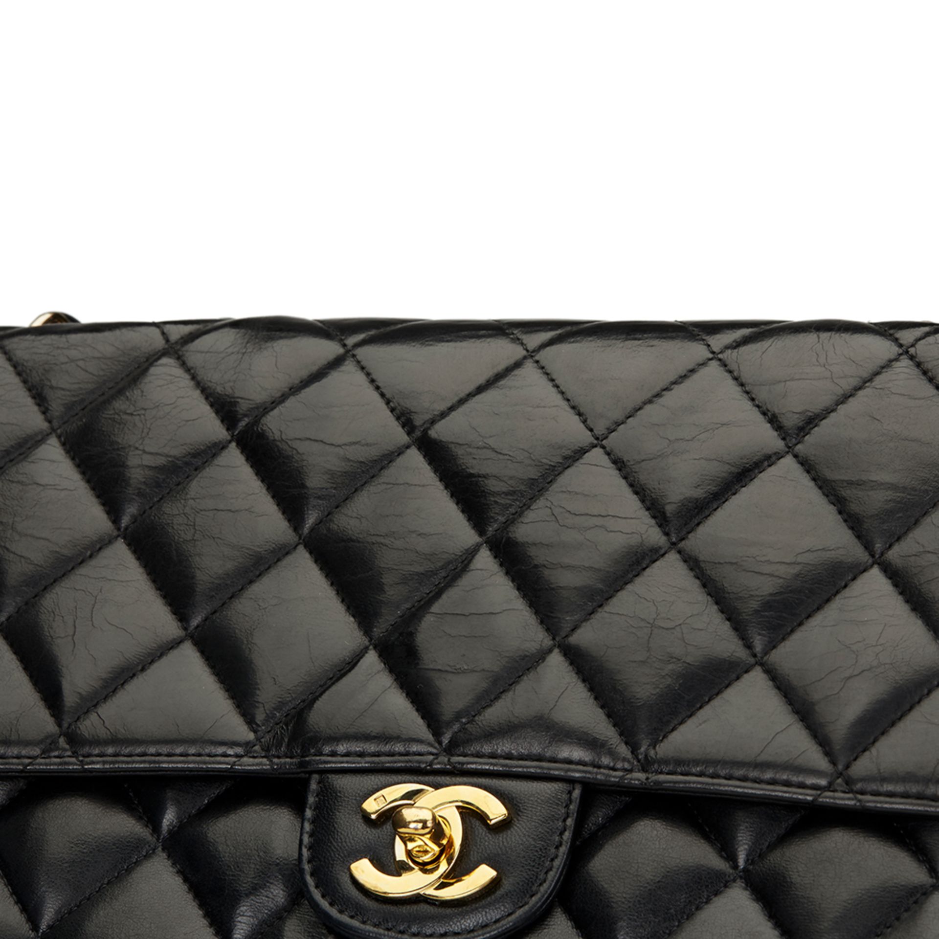 Chanel Black Quilted Lambskin Jumbo Classic Single Flap Bag - Image 6 of 11