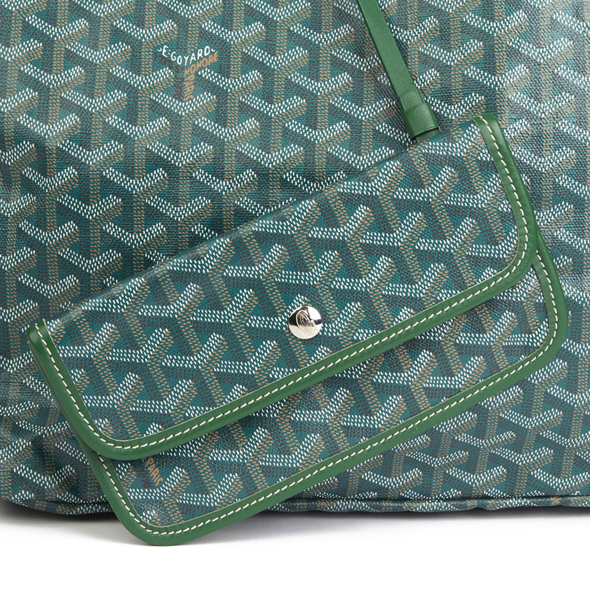 Goyard Green Chevron Coated Canvas St Louis GM - Image 7 of 8