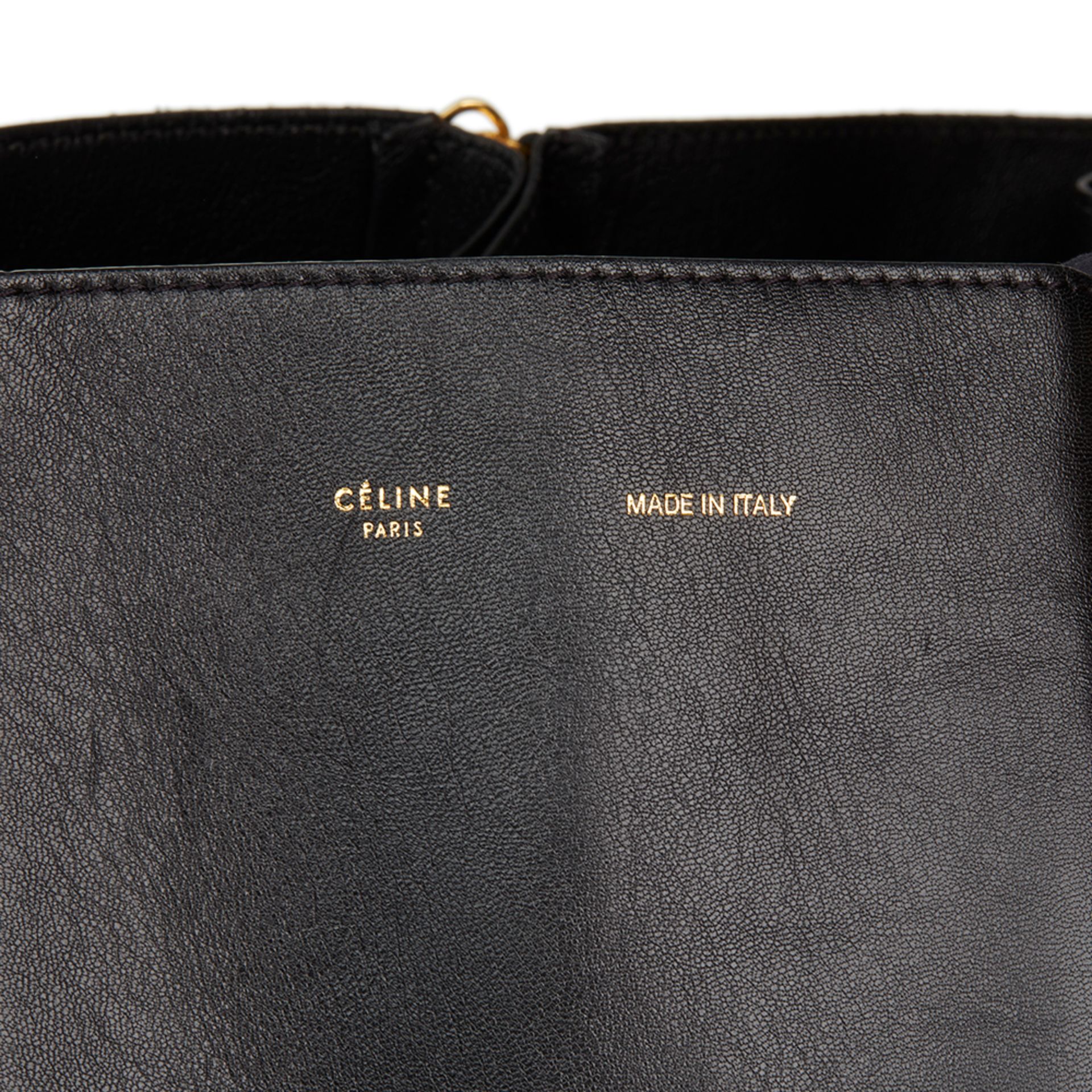 Céline Black Lambskin & Leopard Pony Fur Vertical Gusset Cabas Tote - Image 9 of 10