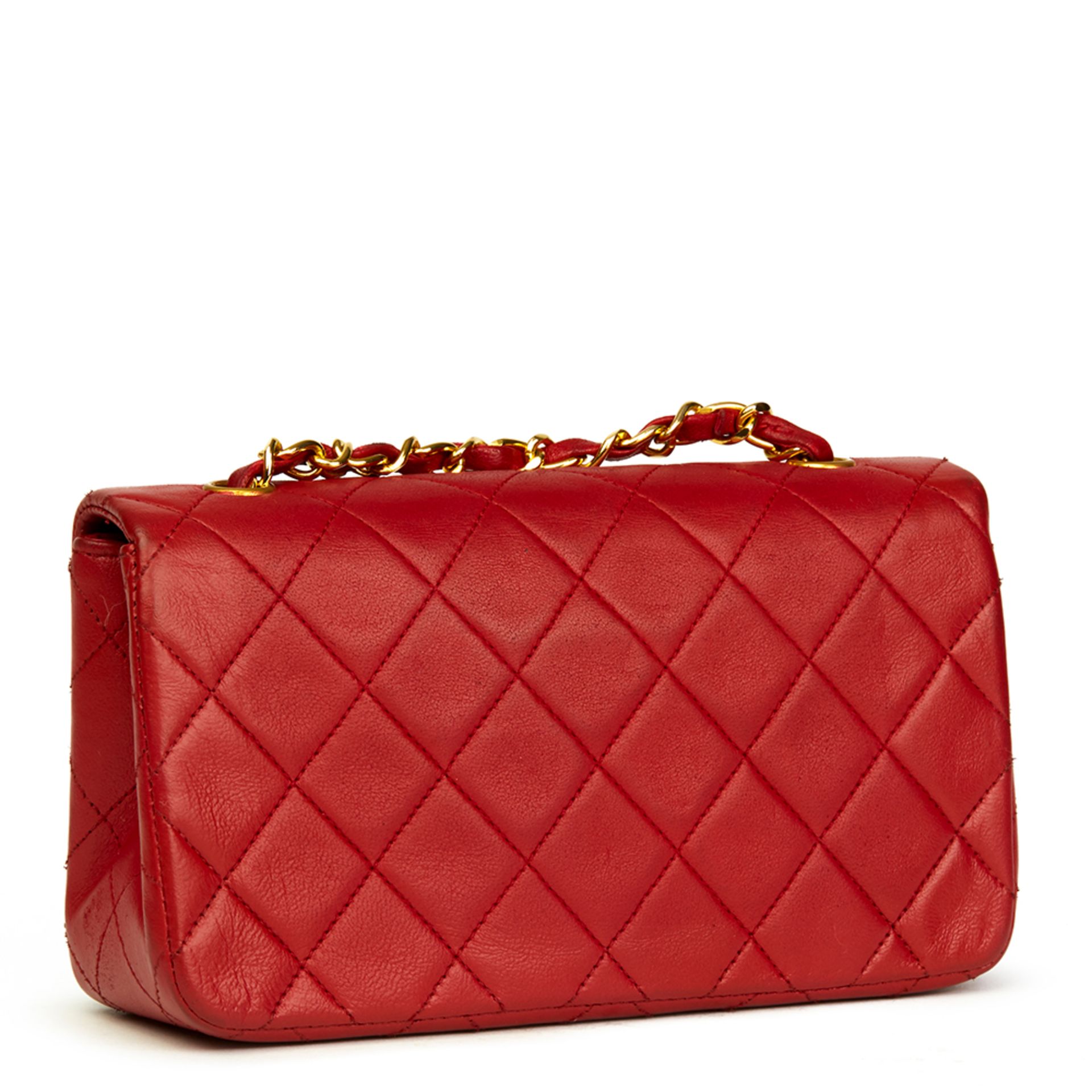 Chanel Red Quilted Lambskin Vintage Mini Flap Bag - Image 4 of 9