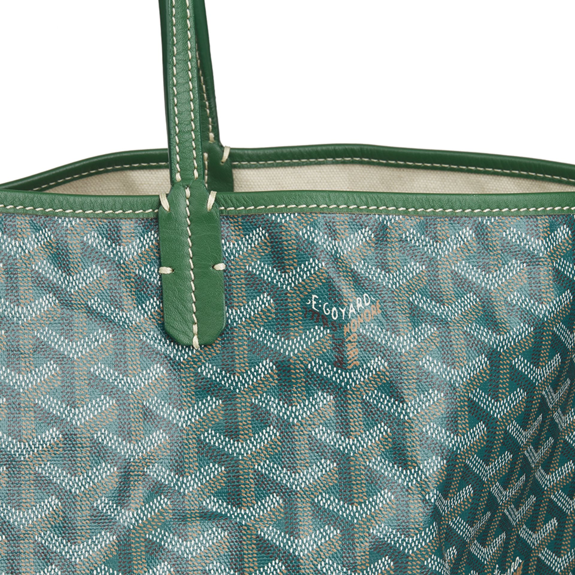 Goyard Green Chevron Coated Canvas St Louis GM - Image 6 of 8