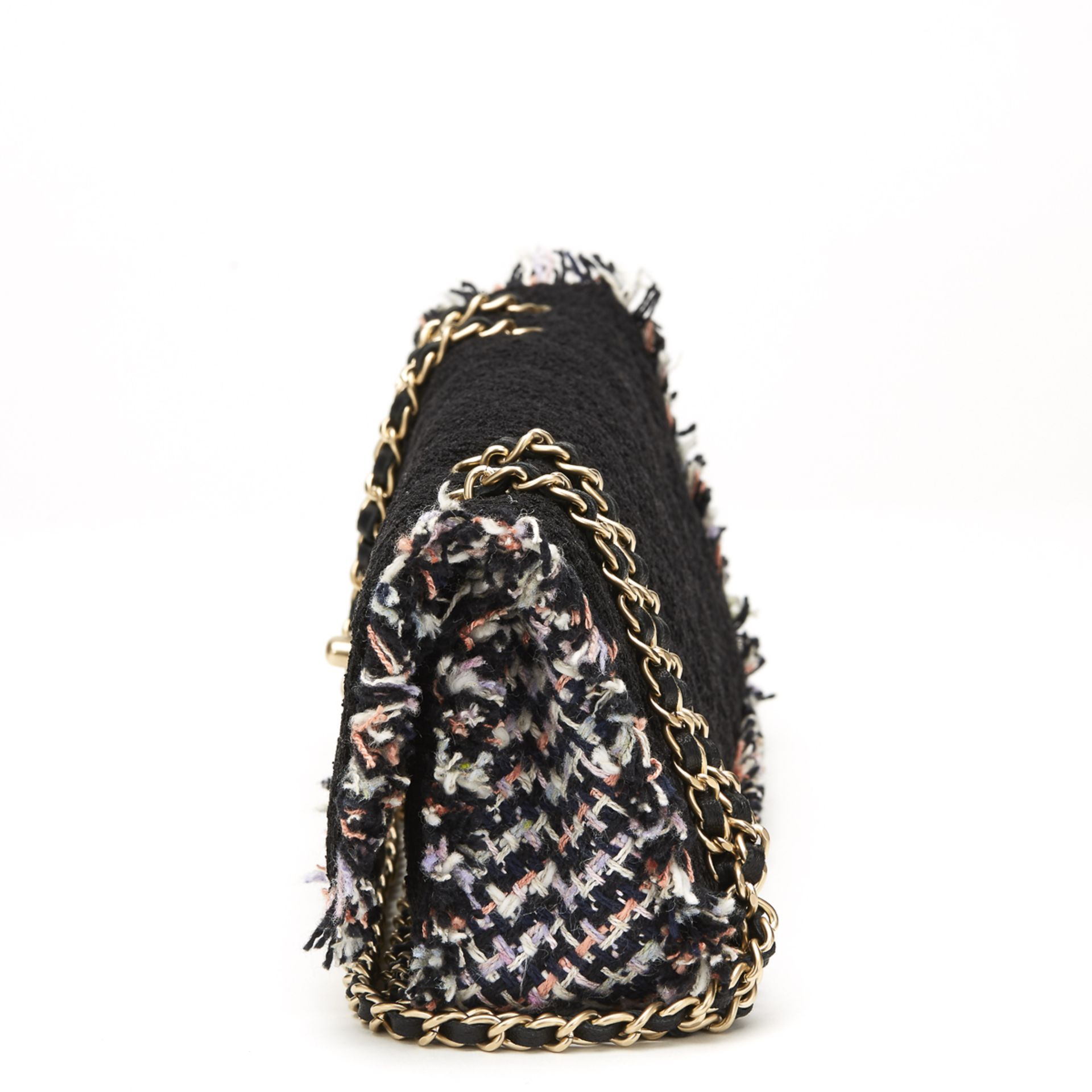 Chanel Black & Multicolour Tweed Fabric East West Classic Single Flap Bag - Image 3 of 10