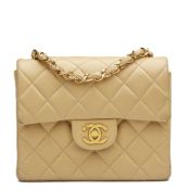 Chanel Beige Quilted Lambskin Vintage Mini Flap Bag