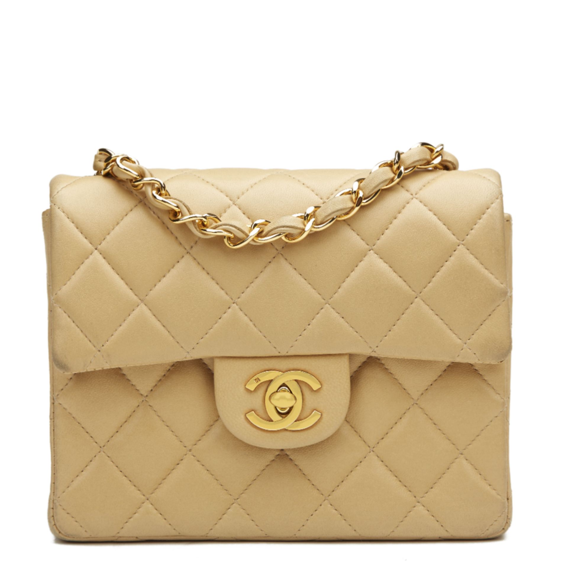 Chanel Beige Quilted Lambskin Vintage Mini Flap Bag