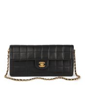 Chanel Black Quilted Lambskin East West Chocolate Bar Flap Bag