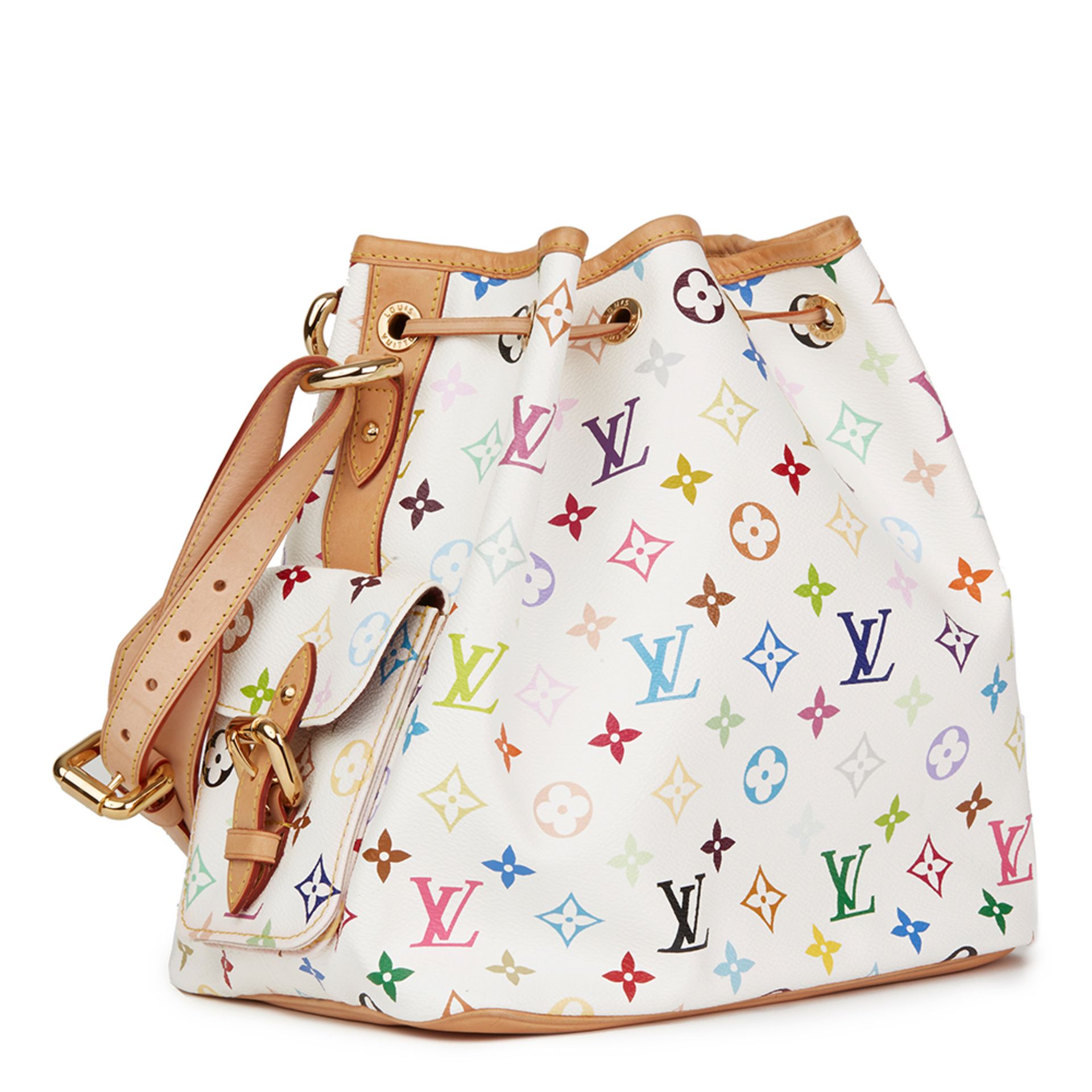 Louis Vuitton White Multicolore Monogram Coated Canvas Petit Noé - Image 4 of 10