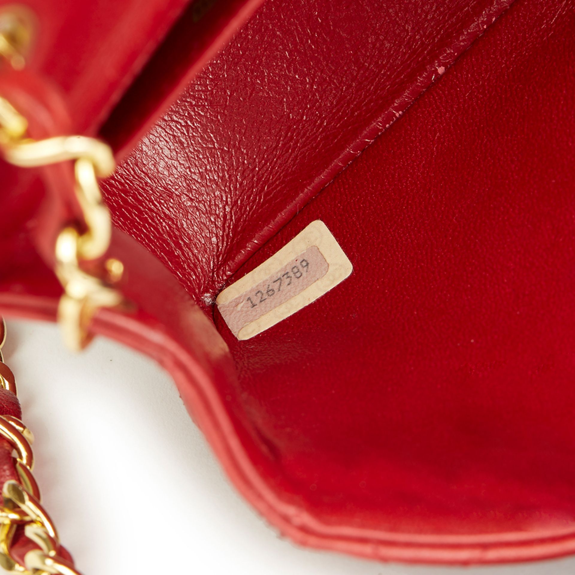 Chanel Red Quilted Lambskin Vintage Mini Flap Bag - Image 8 of 9